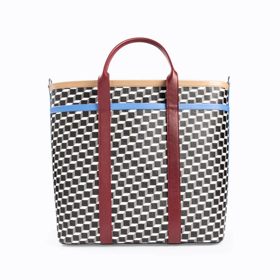 Pierre Hardy Men's Ph Tote Bag in Black, White, Cappuccino, Burgundy & Blue - Premium Leather Handbag for Men