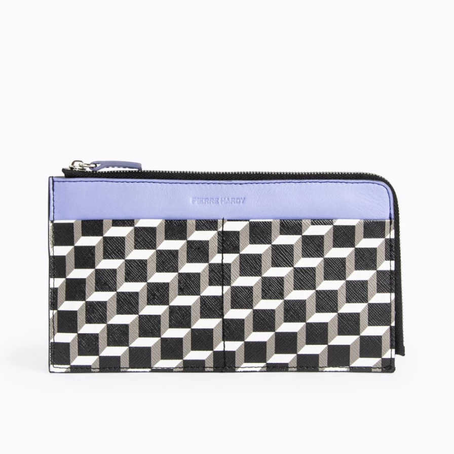 Pierre Hardy Men's Maxi Perspective Cube Wallet in Black, White & Mauve