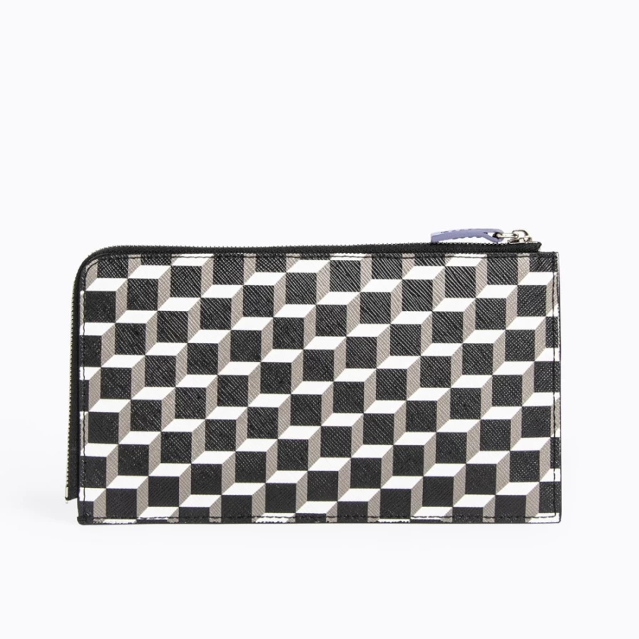 Pierre Hardy Men's Maxi Perspective Cube Wallet in Black, White & Mauve