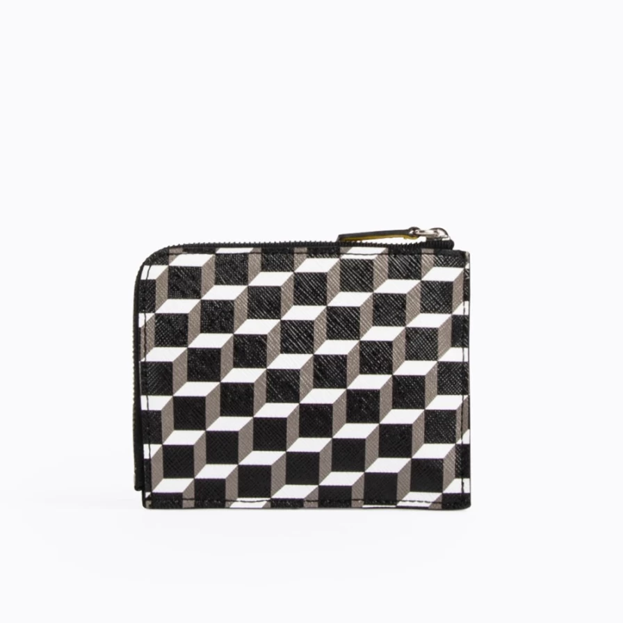 Pierre Hardy Men's Black & Yellow Perspective Cube Wallet - Modern Geometric Design
