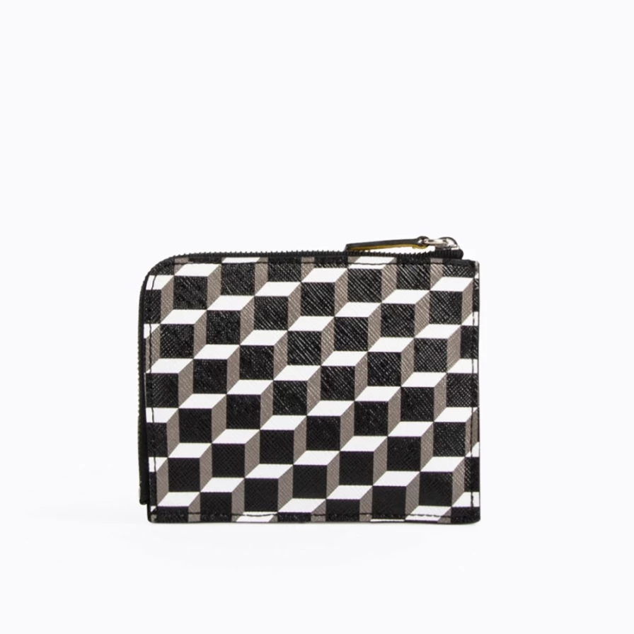 Pierre Hardy Men's Black/White Perspective Cube Wallet - Modern Geometric Design Bifold