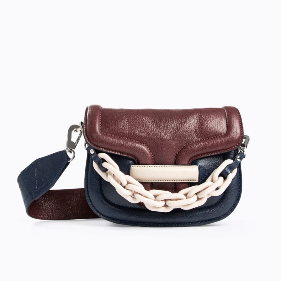 "Pierre Hardy Women's Mini Alphaville Bag in Burgundy, Navy, Off-White & Black"