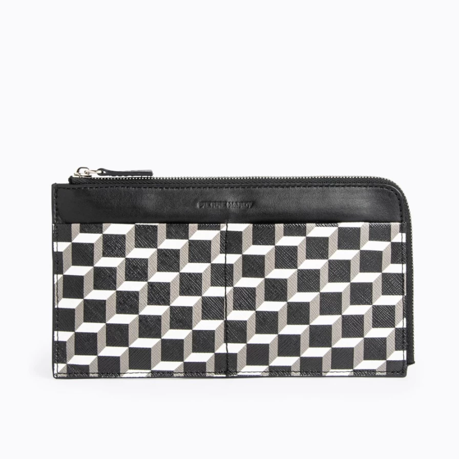 Pierre Hardy Men's Black/White Maxi Perspective Cube Wallet - Stylish Geometric Design Bifold