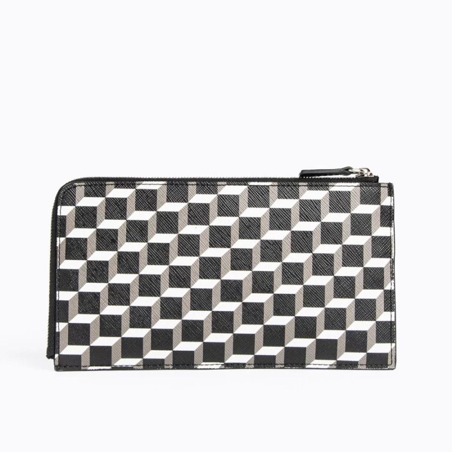 Pierre Hardy Men's Black/White Maxi Perspective Cube Wallet - Stylish Geometric Design Bifold