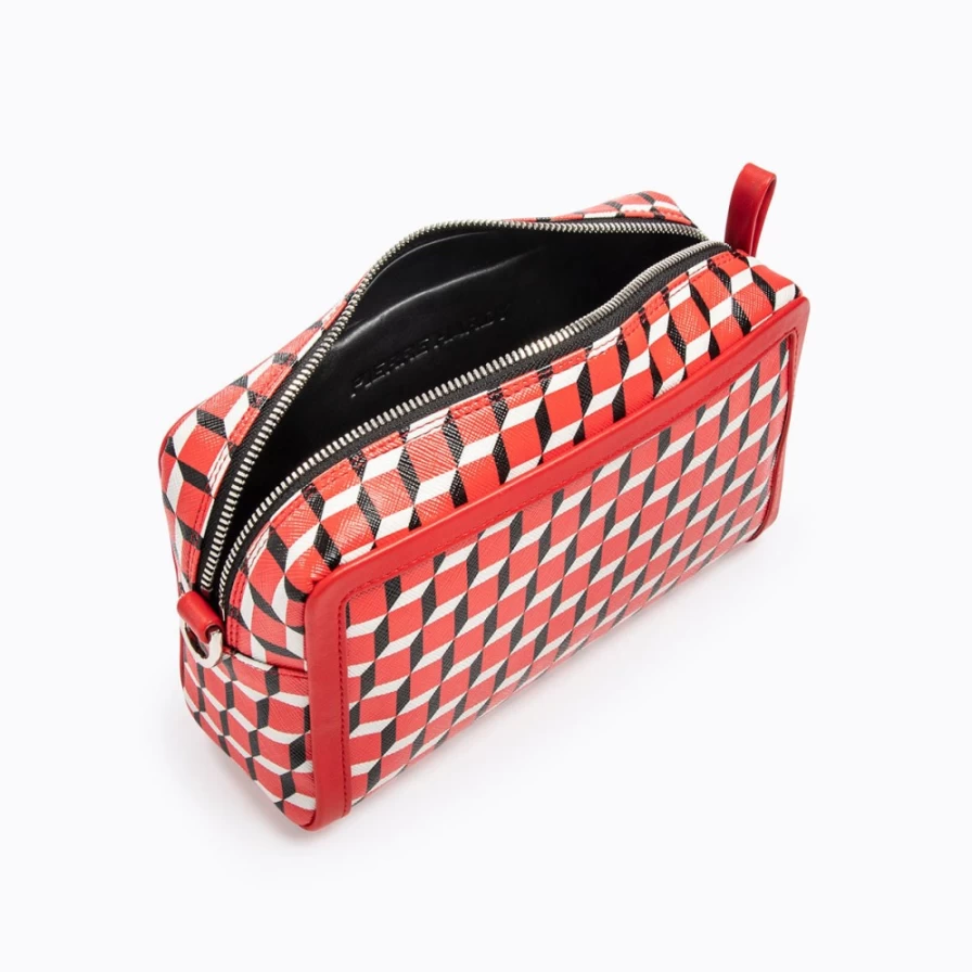 Pierre Hardy Women's Maxi Cube Box Bag in Red, Black & White - Stylish Geometric Handbag
