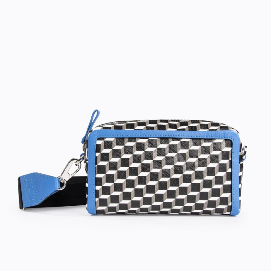 Pierre Hardy Women's Maxi Cube Box Bag - Black, White & Blue Color Block Design