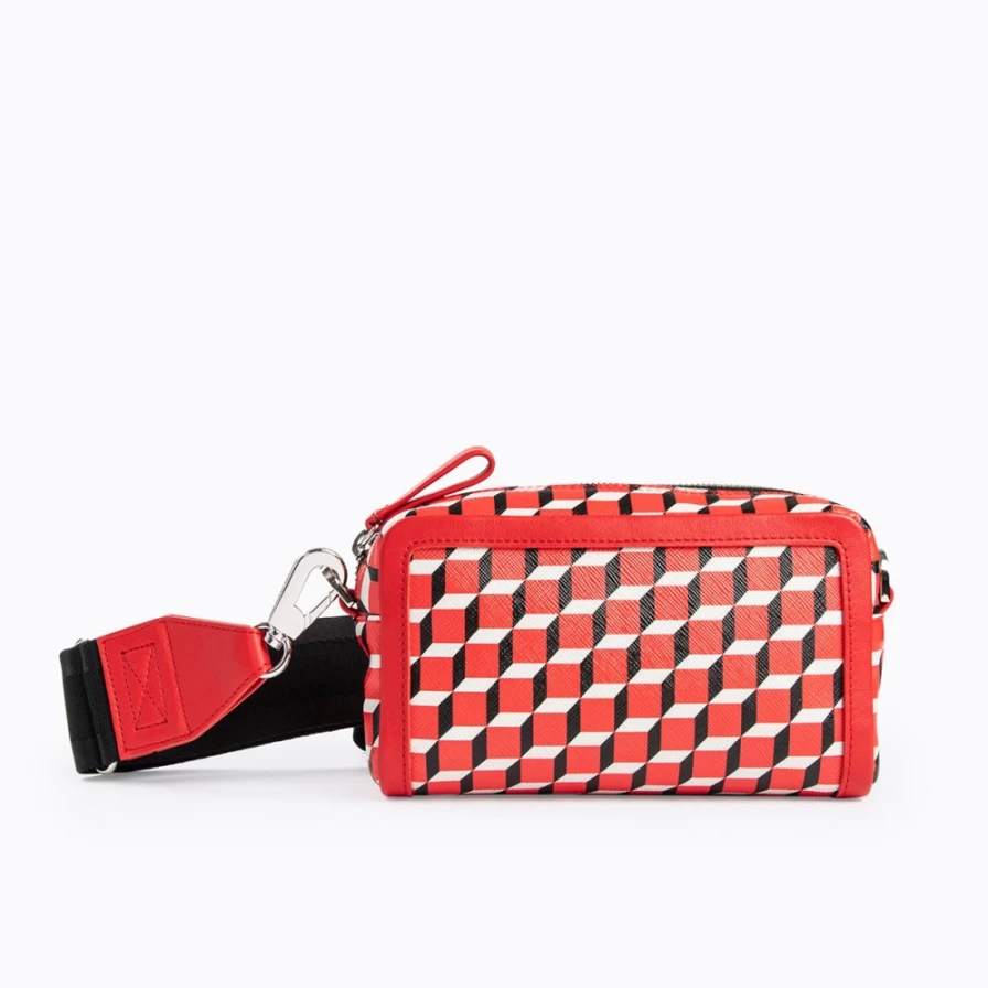 Pierre Hardy Women's Cube Box Bag - Red, Black & White Geometric Designer Handbag