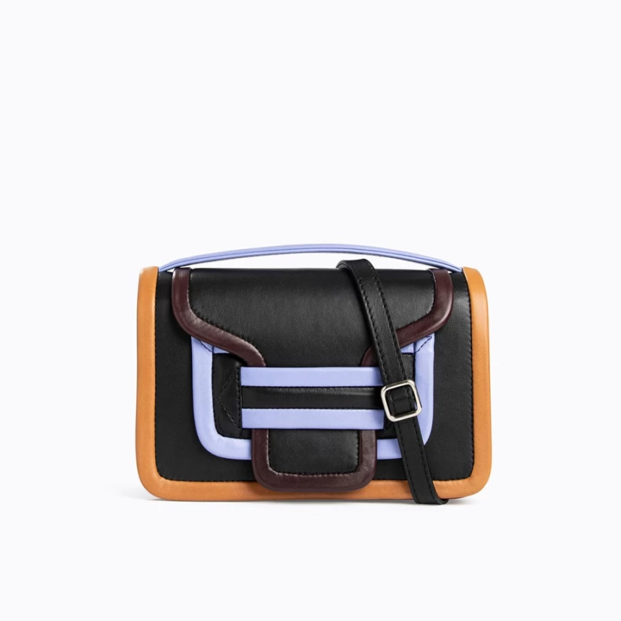 Pierre Hardy Women's Alpha Handbag - Black, Cognac, Mauve & Burgundy Luxury Crossbody Bag