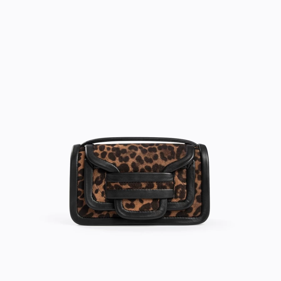 Pierre Hardy Women's Mini Alpha Handbag in Leopard & Black - Stylish Designer Purse