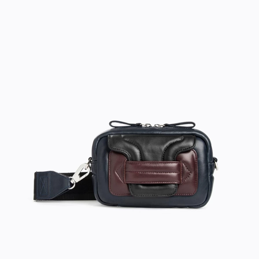 Pierre Hardy Women's Alpha Pad Box Bag in Navy & Burgundy