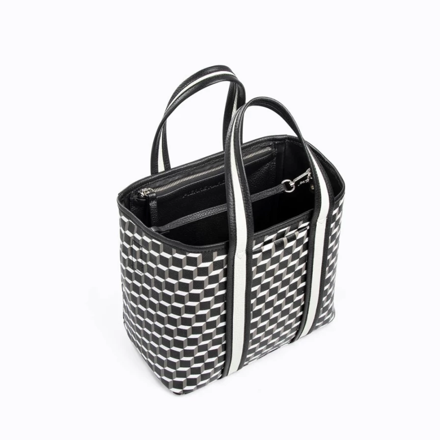 Pierre Hardy Men's Mini Archi Tote Bag in Black & White - Compact Designer Handbag