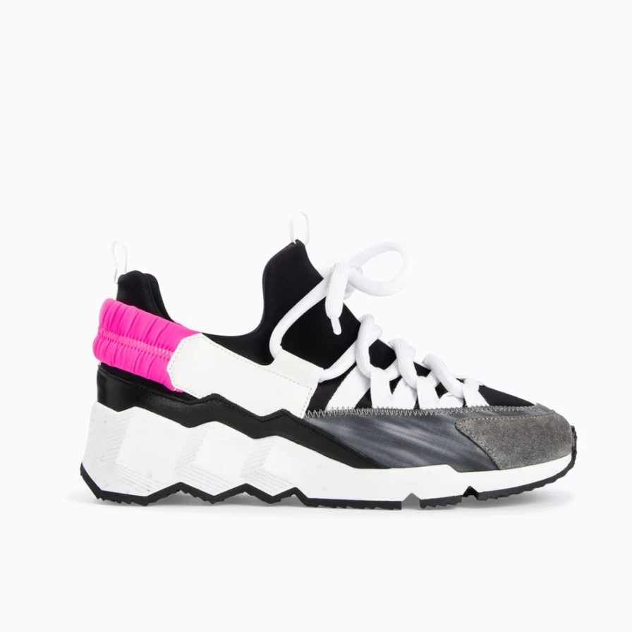 Pierre Hardy Women's Planet Trek Comet Sneakers in Black, Grey, Pink & White
