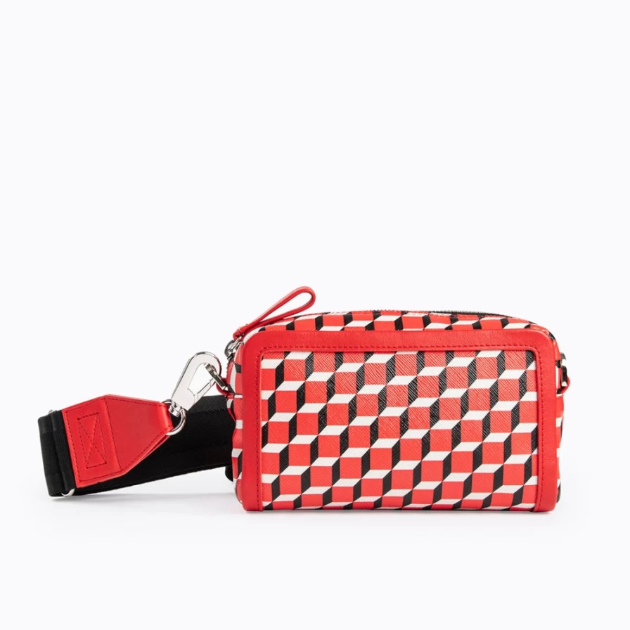 Pierre Hardy Women's Cube Box Bag - Red, Black & White Geometric Design Handbag