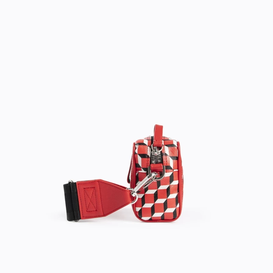 Pierre Hardy Women's Cube Box Bag - Red, Black & White Geometric Design Handbag