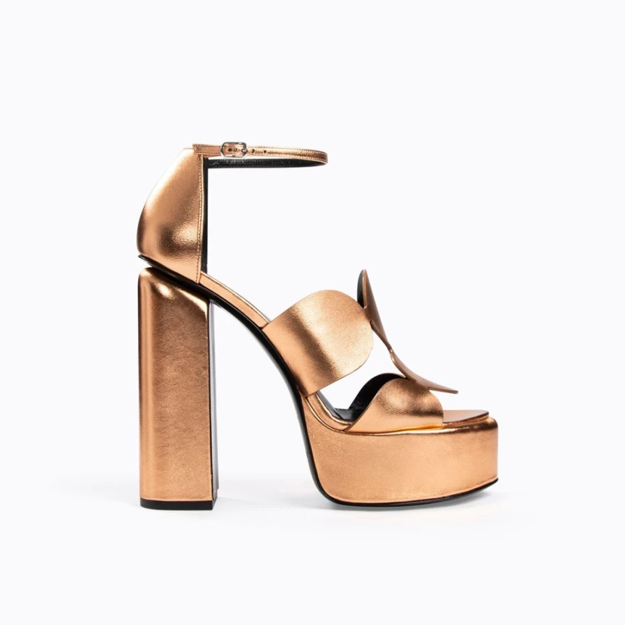Pierre Hardy Women's Metallic Copper Disco Heeled Sandals - Bulles Collection