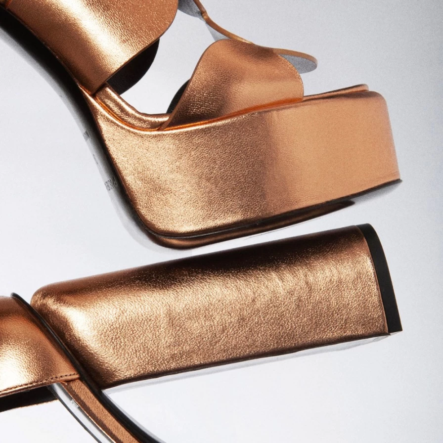 Pierre Hardy Women's Metallic Copper Disco Heeled Sandals - Bulles Collection