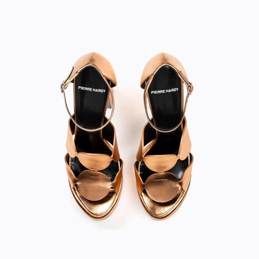 Pierre Hardy Women's Metallic Copper Disco Heeled Sandals - Bulles Collection
