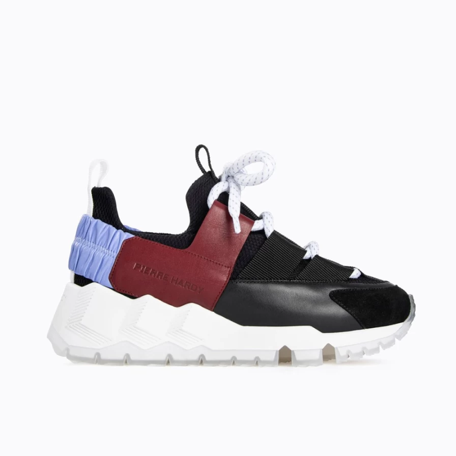 Pierre Hardy Women's Comet XL Sneakers in Black, Burgundy & Blue