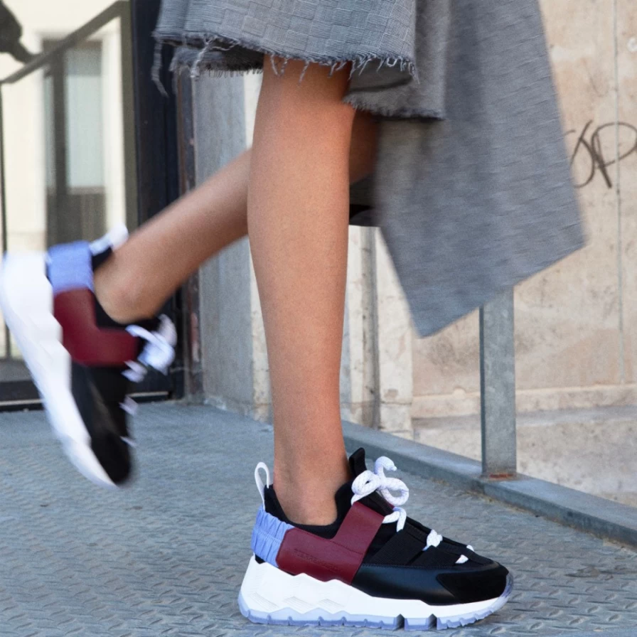 Pierre Hardy Women's Comet XL Sneakers in Black, Burgundy & Blue