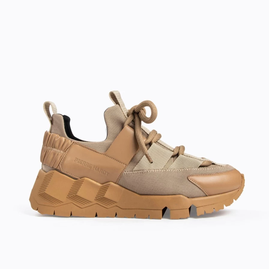 Pierre Hardy Men's Comet XL Sneakers in Cappuccino/Beige - Premium Leather Casual Shoes