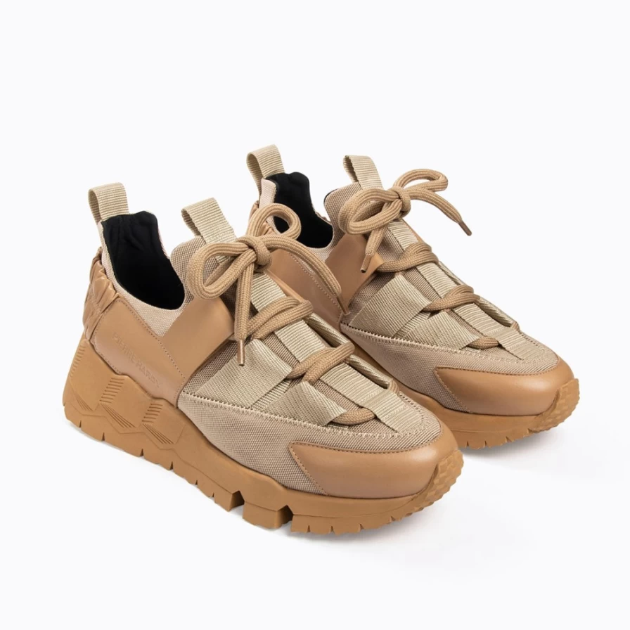 Pierre Hardy Men's Comet XL Sneakers in Cappuccino/Beige - Premium Leather Casual Shoes